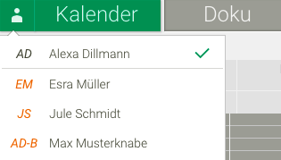 Screenshot Frontoffice Kalender Kollegen-Auswahl